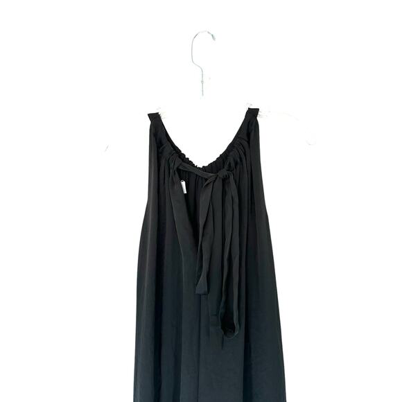 Lewit Black Satin Basic Classy Dressy Relaxed Wide Leg Jumpsuit Size 8 - Picture 8 of 12